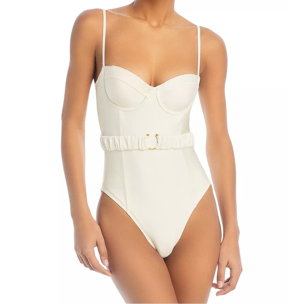 NWT Solid & Striped The Spencer One Piece, size L, color Brule (off white/cream)